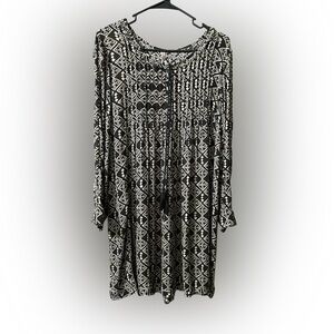 Free People Brown and Cream Patterned Dress